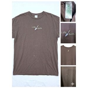 Gardeners Supply Co T Shirt XL Brown Organic Cotton Made in USA I Dig Earth Gorp
